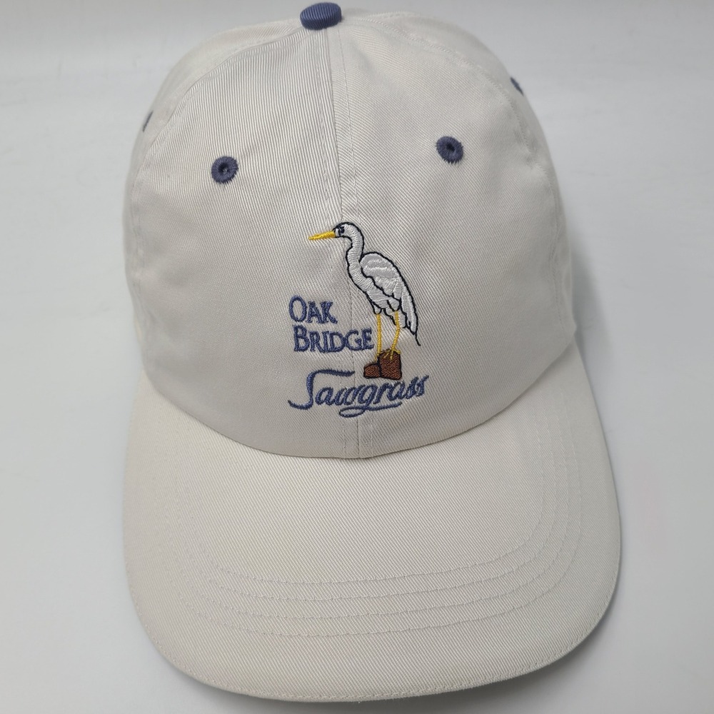 Oak Bridge Club at Sawgrass Hat Strapback Ahead Beige Blue Golf Course Logo Men